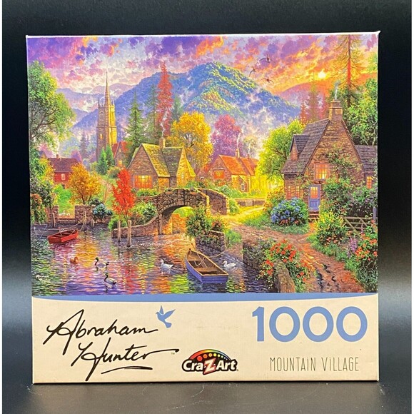 1000 Piece Puzzle Mountain Village - Free Shipping - Picture 1 of 7